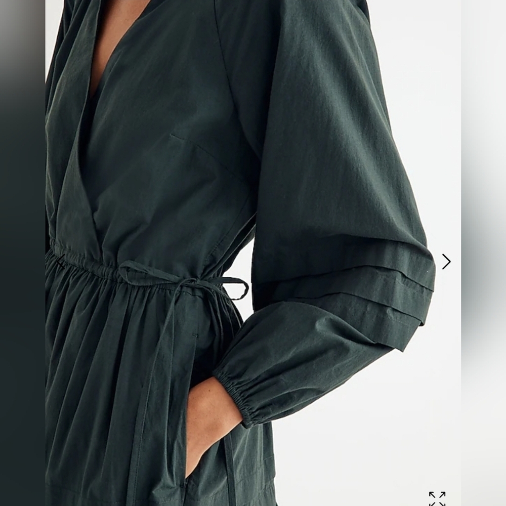 ❤️ MADEWELL CRINKLE POPLIN WRAP MINI DRESS, XXS - Picture 3 of 14